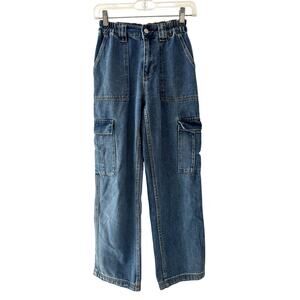 PacSun Jeans Womens XS Elastic Waist Blue Denim Cotton Pants Straight Leg